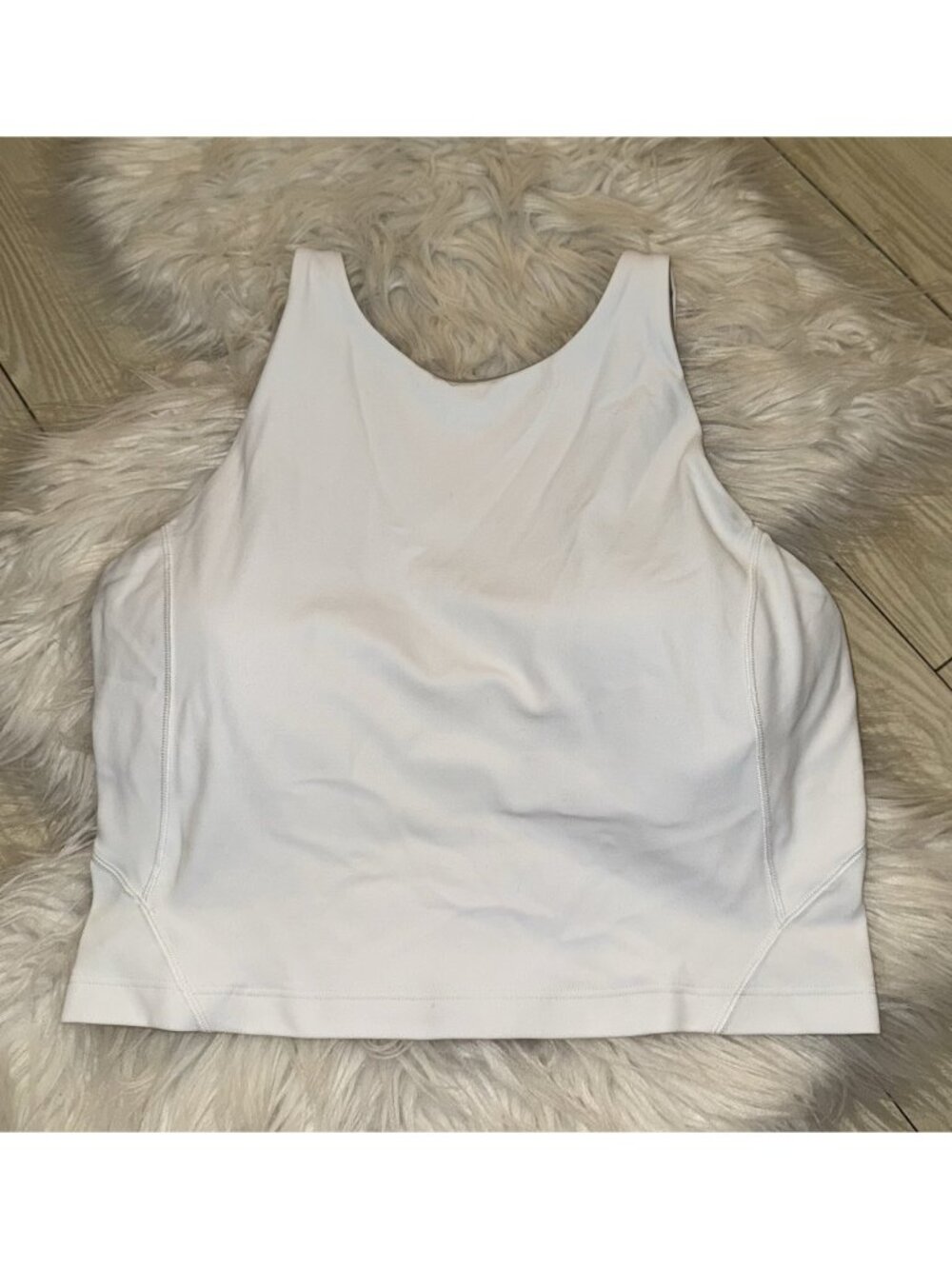 Lululemon Align High Neck Bra Tank Top Shelf Bra Cropped Womens Size 8 White